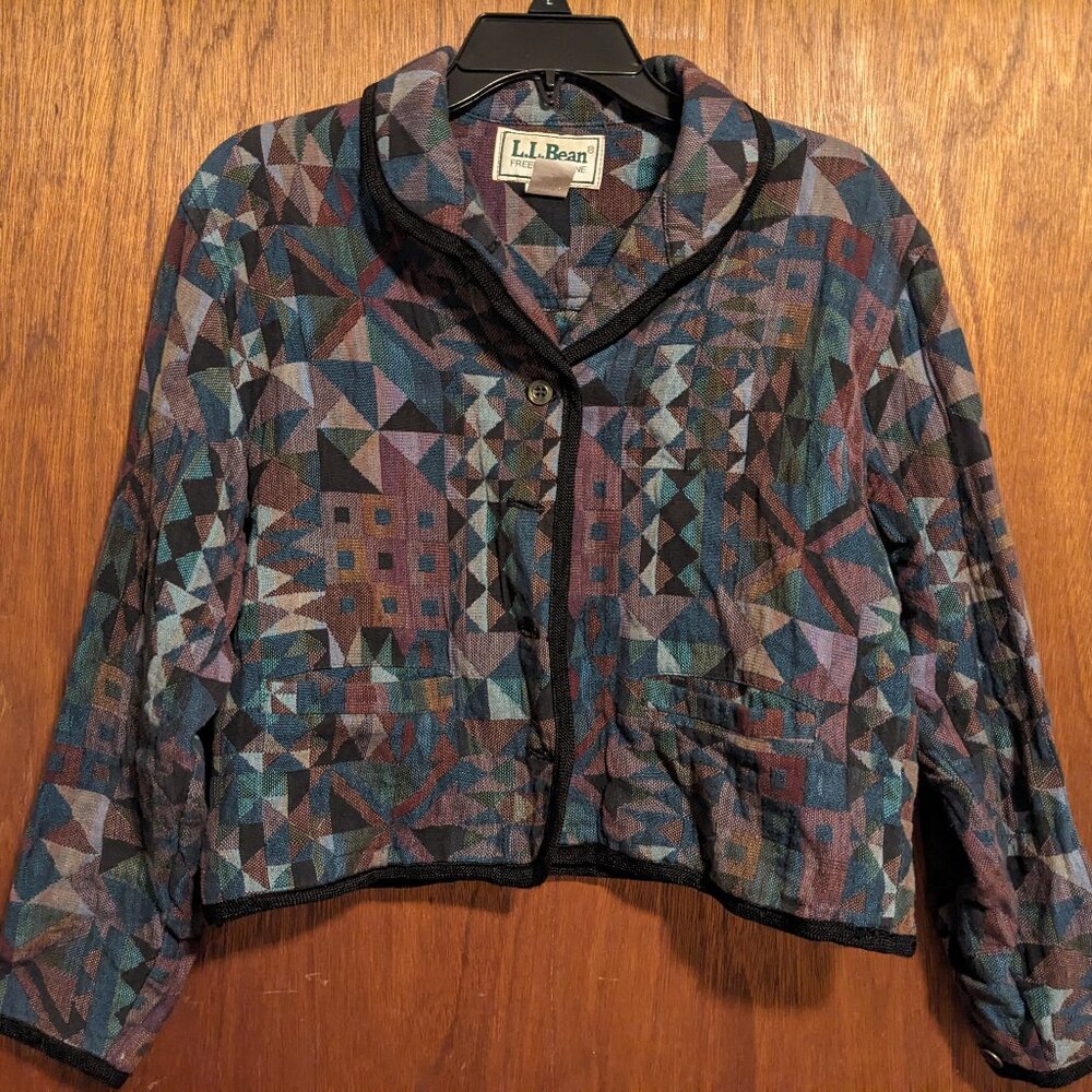 LL Bean boho cropped tapestry jacket (size M)
